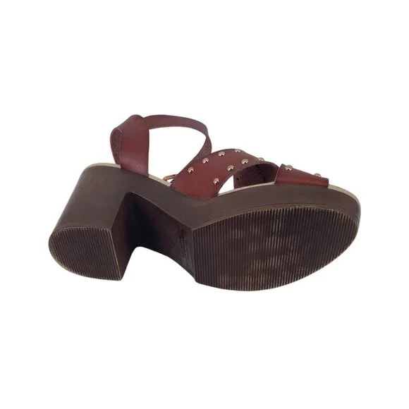 C Comfort Studded Leather Platform Sandals With Ankle Strap - Size 8 - Picture 8 of 8